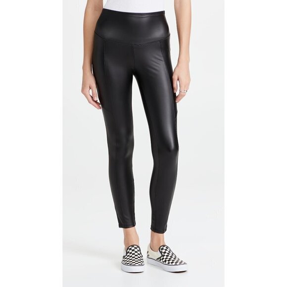 Yummie Faux Leather Leggings in Black Small As-is Vegan Pants - Picture 12 of 14